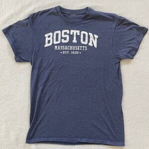 Unbranded Mens Small T-Shirt Navy Blue Boston Massachusetts Est 1630 Graphic Tee